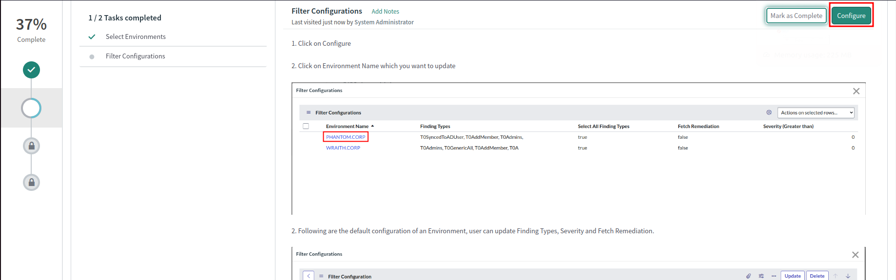 A view of the ServiceNow user interface showing the filter configuration options.